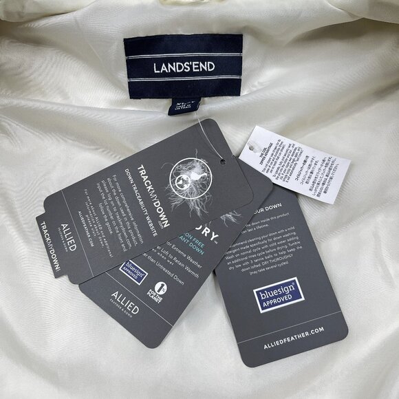 Lands' End Hyperdry Goose Down Feather 600 Fill Quilted Zip Vest Ivory XLT NWT - Picture 9 of 12